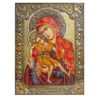 Hand-painted icon of the Mother of God The Merciful