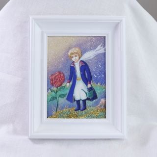 The little Prince with the Rose on the Planet