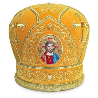 purple Mitre for Priest with Embroidered Icons