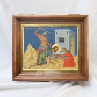 hand-painted icon of The Beheading of St John the Baptist