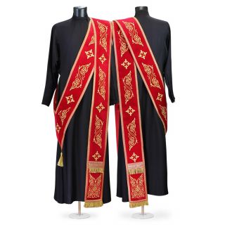 red velvet protodeacon orarion with silk embroidery