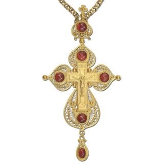 filigree pectoral cross with semi-precious stones