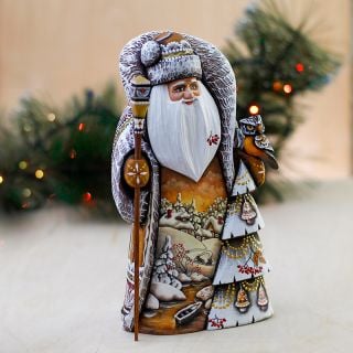 handcarved santa with owl