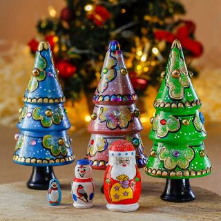souvenir wooden Christmas Tree with Baubles