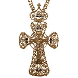 pectoral cross covered with gold and decorated with semi-precious stones