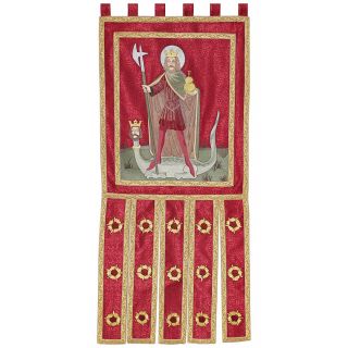 church banned khorugv with Catholic Saint Olav with a dragon