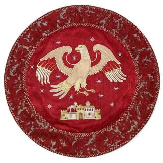 embroidered burgundy Eagle Rug for archbishop service