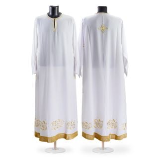 White coshibo Priest sticharion with embroidery made with gold threads