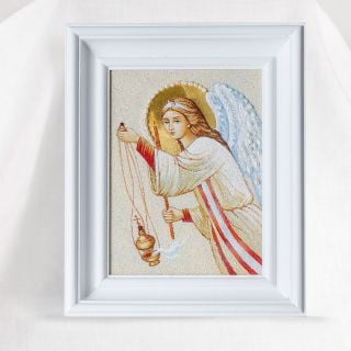 gemstones handmade icon with pearls