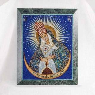 marble handmade icon of OUR LADY OF THE GATE OF DAWN
