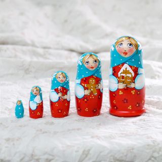 Hand-Painted Christmas Nesting Dolls