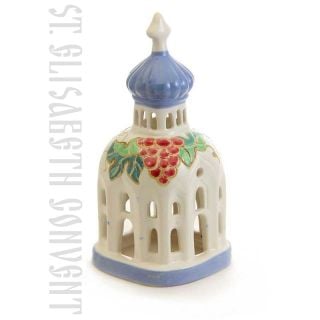 Handmade ceramic candle holder with Grapes 