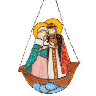 stained glass panel of Sts. Peter & Febronia of Murom