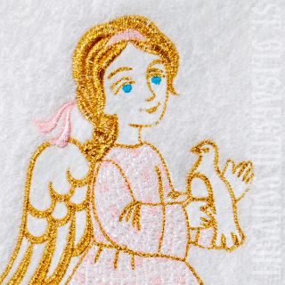 Cotton Terry Towel with Embroidered Angel and Dove (70*130 cm)