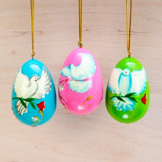 Easter hanging eggs with doves