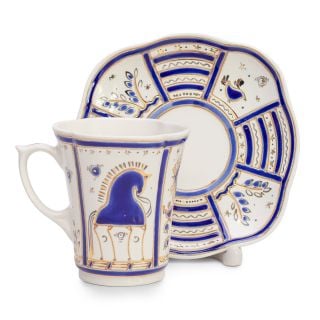 pattern blue horse in ceramics