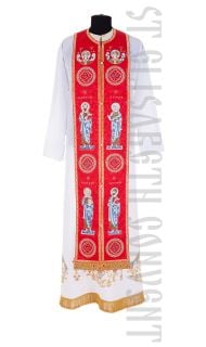 Red epitrachelion with Apostles and Archangels embroidery
