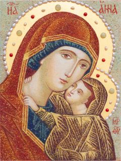 Icon of St Anna from gemstones