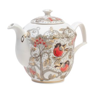 ceramic teapot with bullfinches
