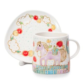 summer horse ceramic cup and a saucer set