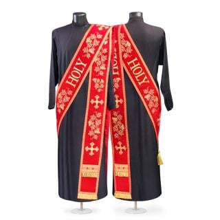 red velvet protodeacon's orarion with embroideries