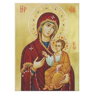 Iveron Icon of the Mother of God with pearls from semi-preiocius stones