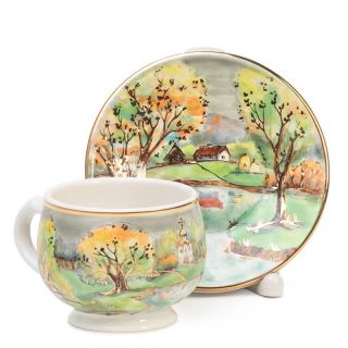 autumn coffee cup and a saucer set 