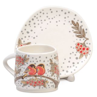 bullfinch ceramic coffee cup and a saucer set