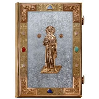 handmade Gospel Cover with gemstones and golden details