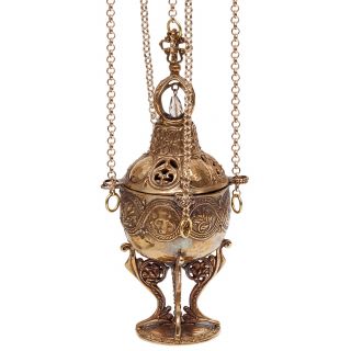 handmade censer with a stone