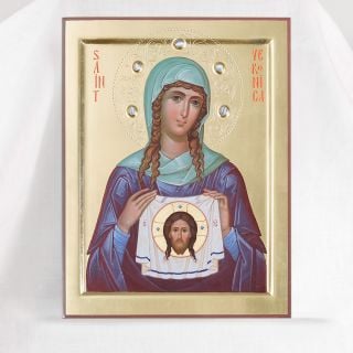 hand-painted icon of st Veronika with the veil of Christ not made by hands