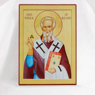 St Patrick of Ireland Wood-Mounted Icon