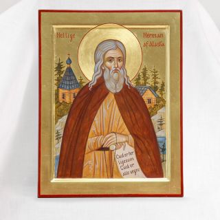 hand-painted icon of Herman of Alaska small Americanr