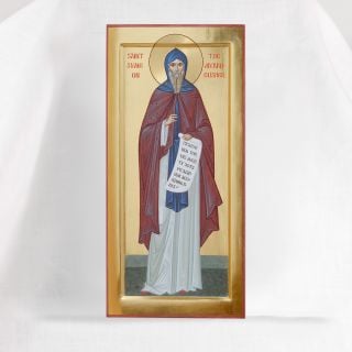 Venerable Simon the Myrrh-gusher of Mount Athos hand-painted icon with gold layer
