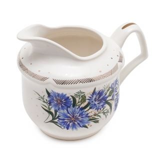 ceramic creamer with blue cornflowers and gold elements