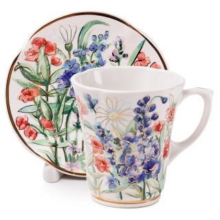 Cup&Saucer Set with Summer Flowers s35-2