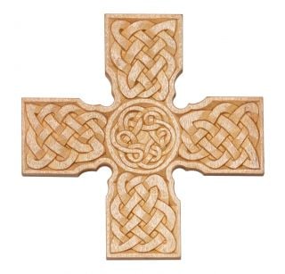 wooden celtic carved cross