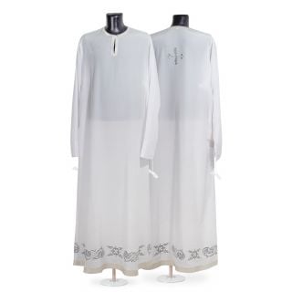 Russian style priest sticharion with embroidered lower hem