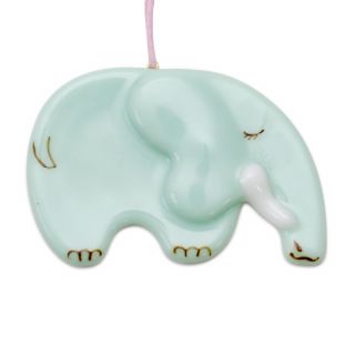 mint elephant glass pendant