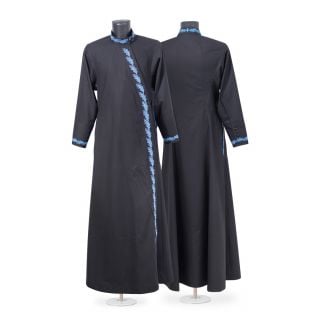 black priest undercassock with oak embroidery
