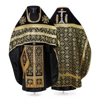Russian style priest vestment velvet and silk with embroidery and medallioj