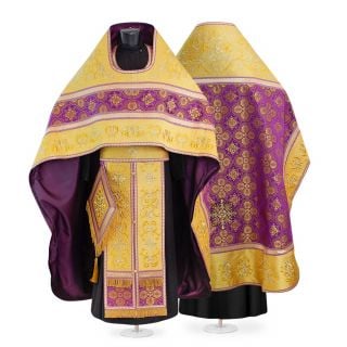 Russian-style priest vestment with embroidery on the phelonion and epitrachelion