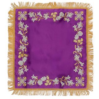 white silk analogion top cover with lilies embroidery