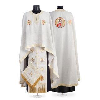 Linen Greek-style Priest Vestment with Medallions