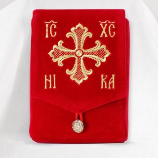red velvet portable tabernackle with gold threads embroidery