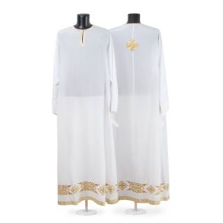 faux silk priest sticharion with embroidered hem and cross on the back