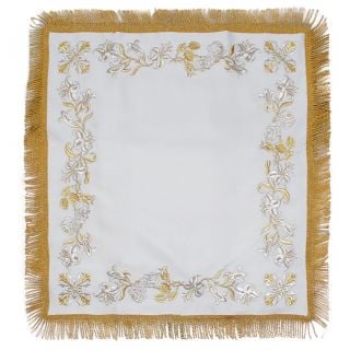 white silk analogion top cover with lilies embroidery
