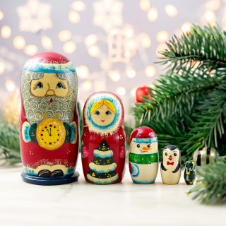 Russian Santa with a Snowmaiden souvenir wooden