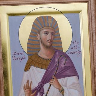 Hand-painted icon of st Joseph all comely
