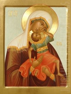 Joyful handpainted Icon of Theotokos
